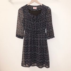 RN LONDON Black Dots Floral Print Shirt Dress